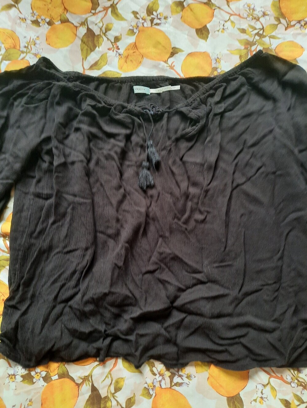 Kimchi Blue Black Off-Shoulder Peasant Blouse - Picture 5 of 7
